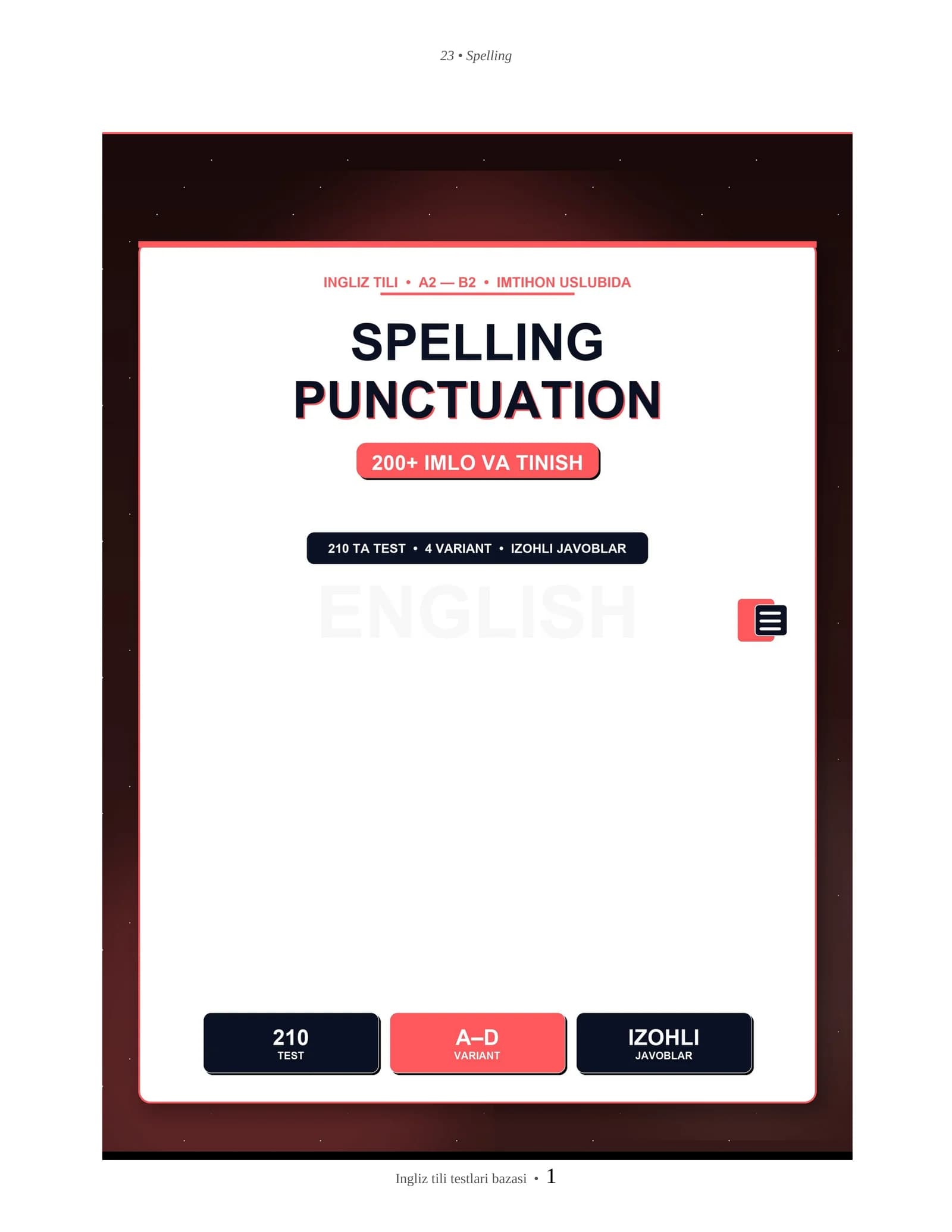 INGLIZ TILI SPELLING & PUNCTUATION