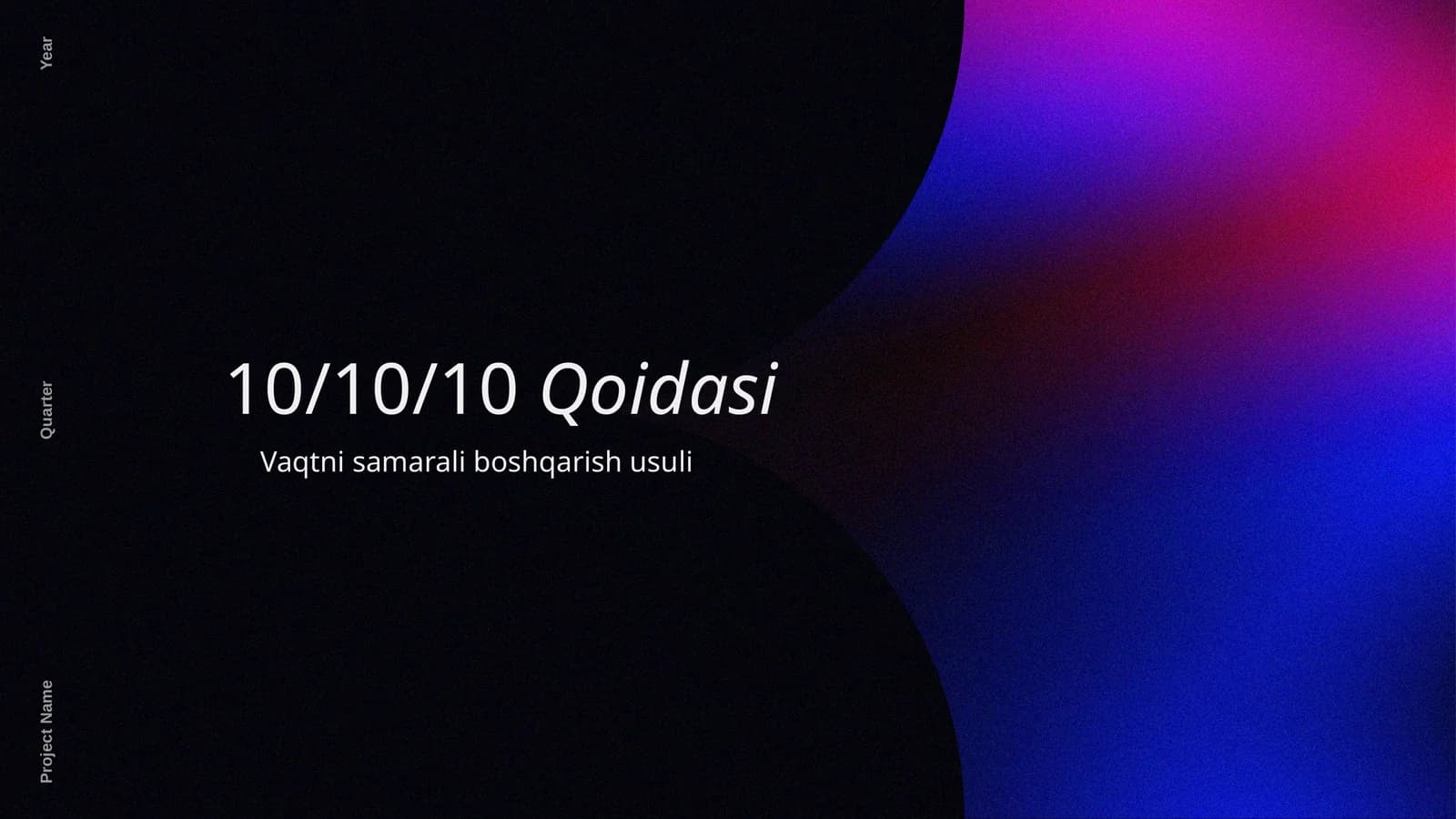 10 10 10 Qoidasi Vaqtni samarali boshqarish usuli