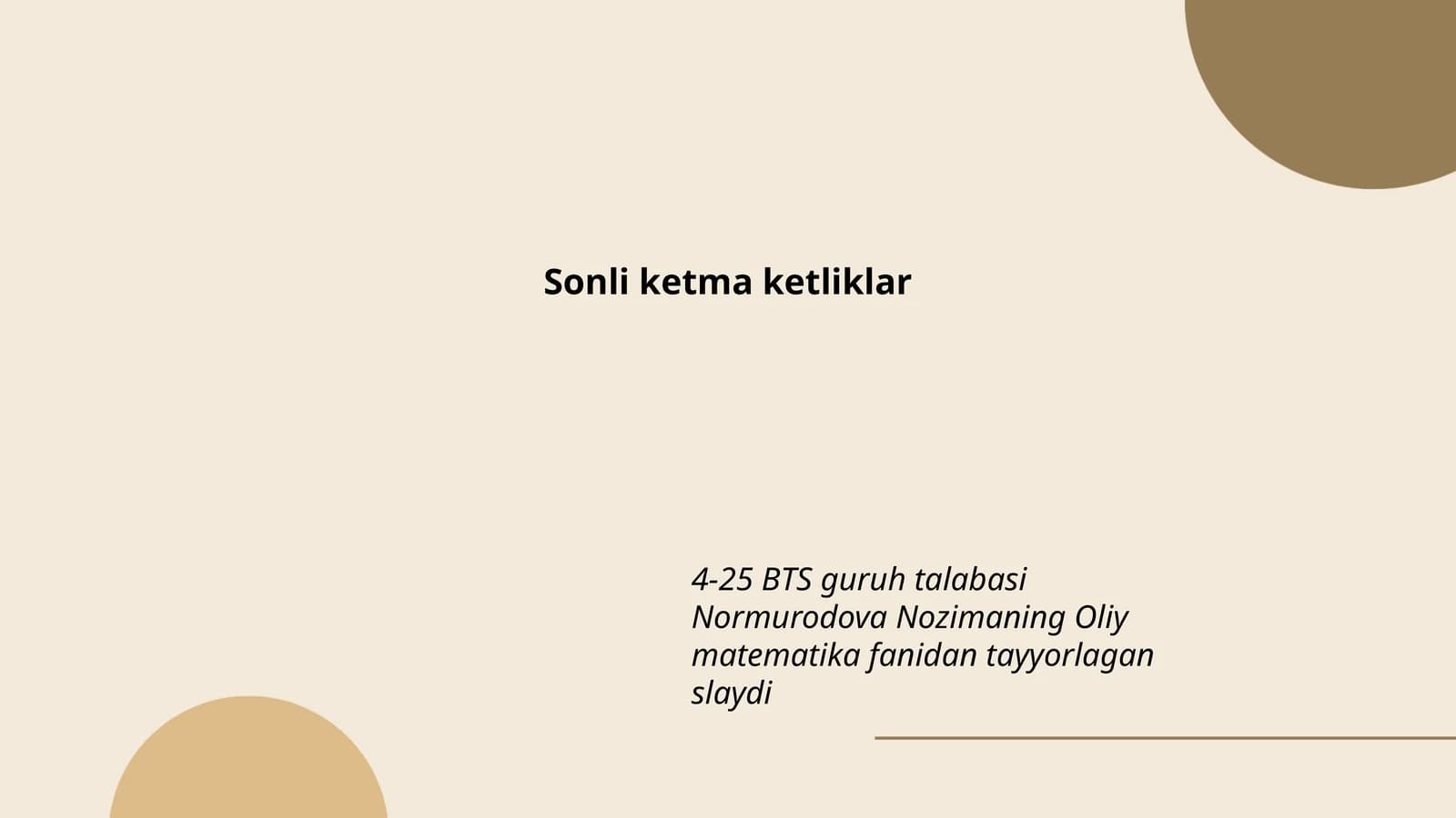 Sonli ketma-ketliklar