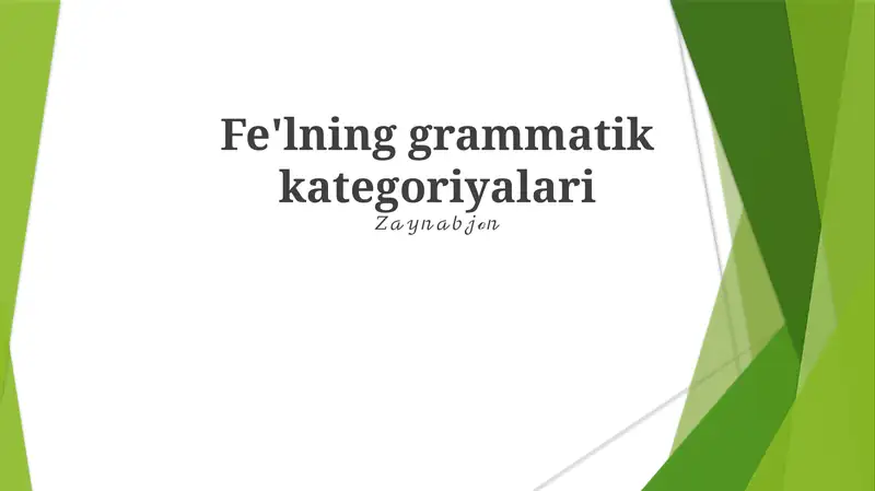 Fe'lning grammatik kategoriyalari