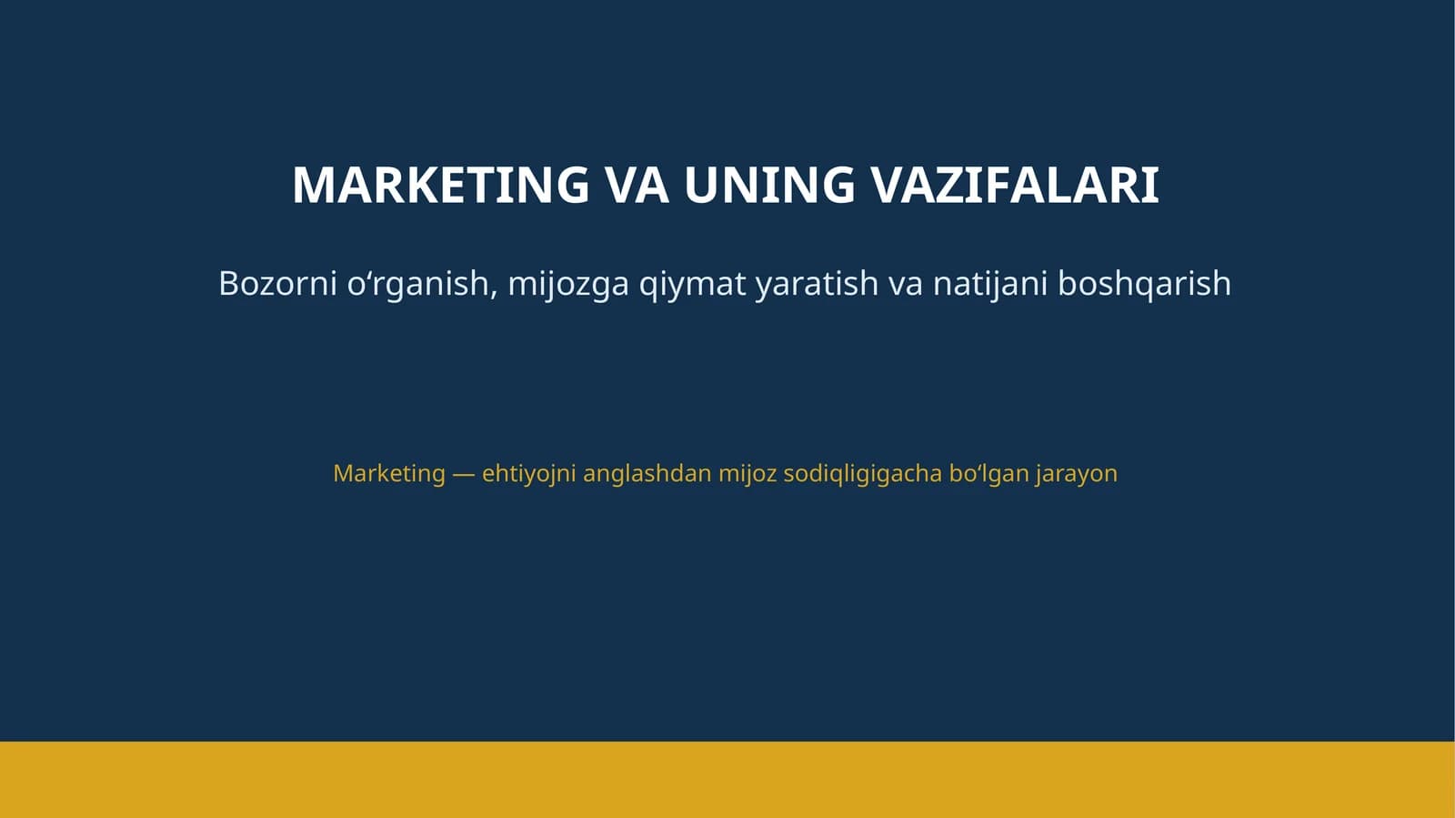 MARKETING VA UNING VAZIFALARI