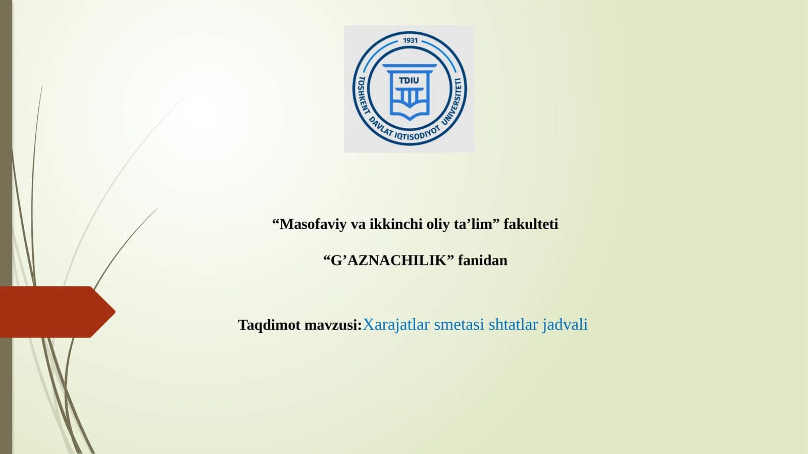 Xarajatlar smetasi shtatlar jadvali
