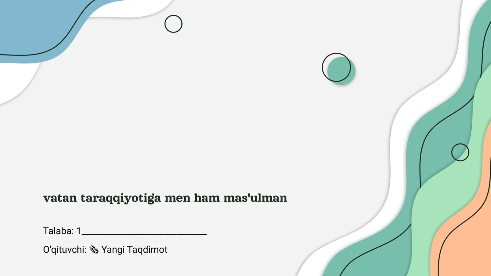 Vatan taraqqiyotiga men ham mas'ulman