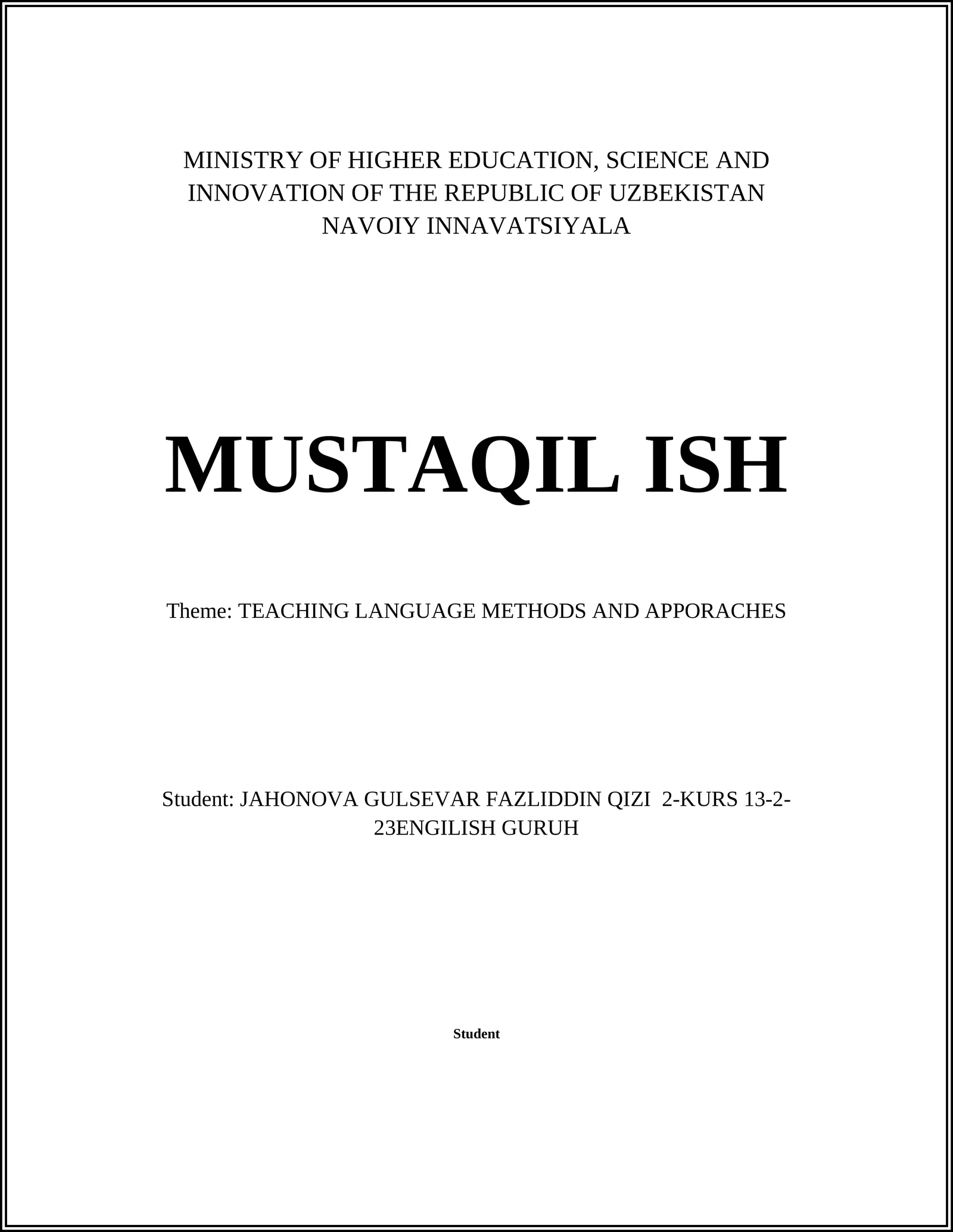 TEACHING LANGUAGE METHODS AND APPORACHES