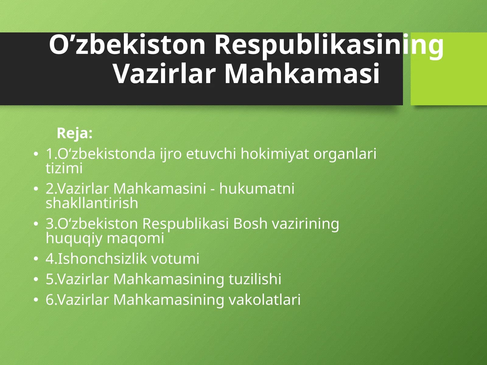 O‘zbekiston Respublikasi Vazirlar Mahkamasi