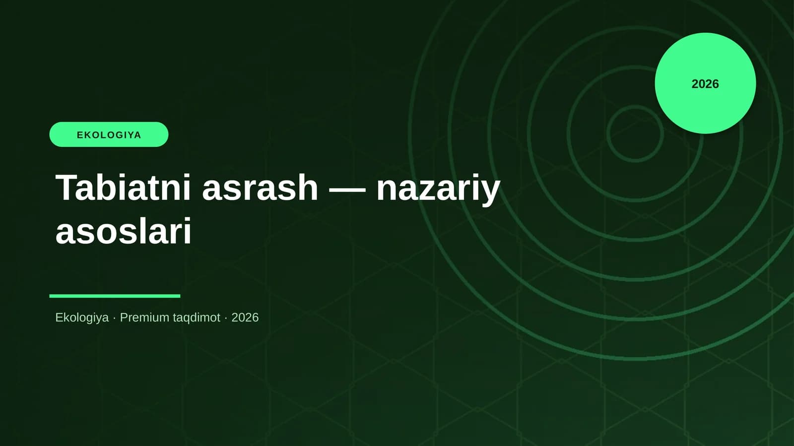Tabiatni asrash — nazariy asoslari