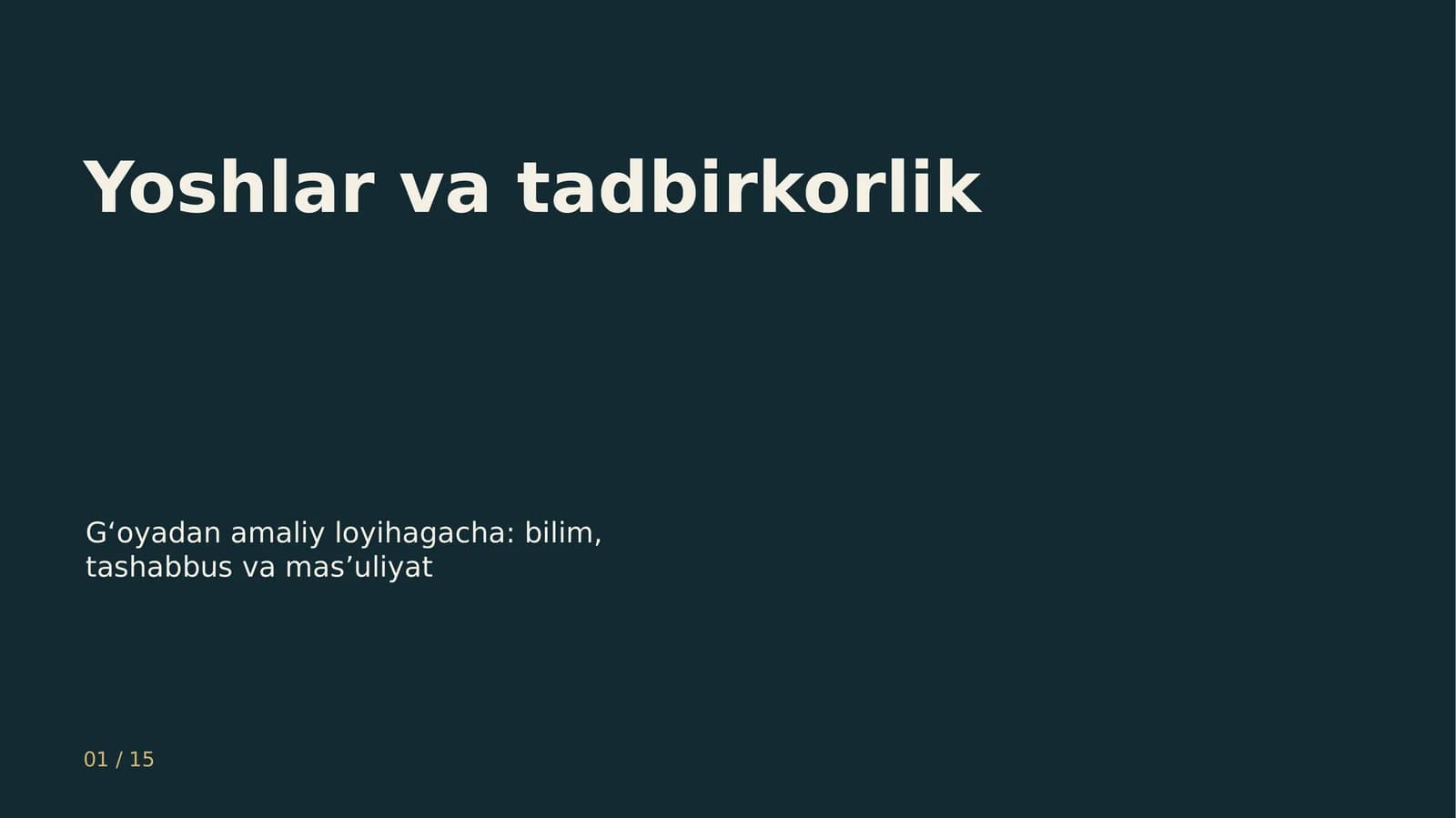 Yoshlar va tadbirkorlik