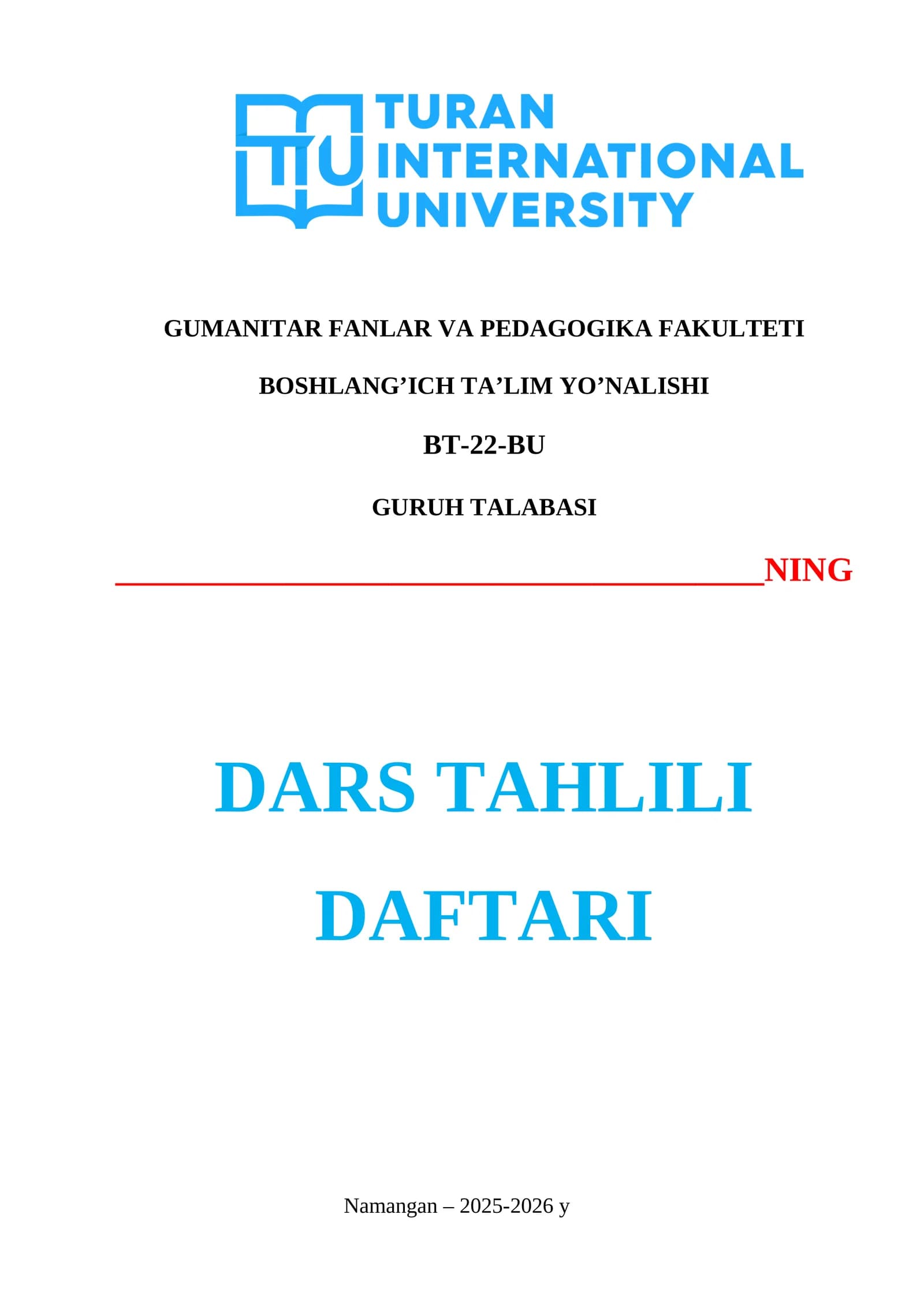 DARS TAHLILI