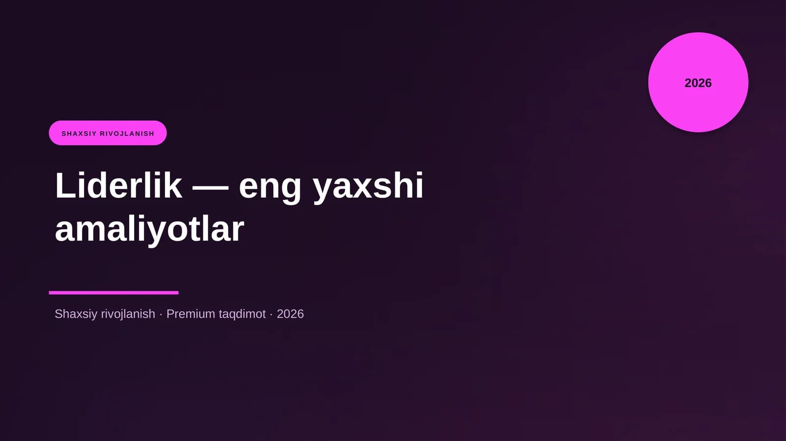 Liderlik — eng yaxshi amaliyotlar