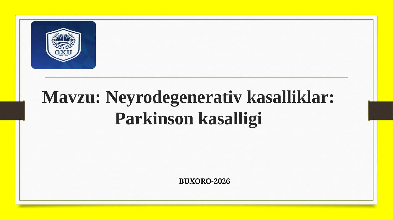 Neyrodegenerativ kasalliklar: Parkinson kasalligi