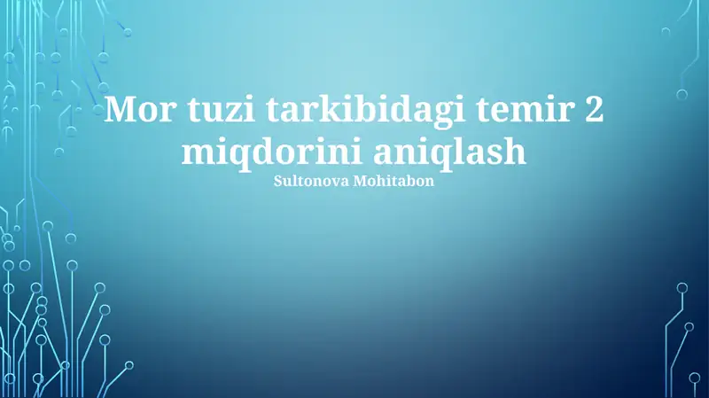 Dengiz itshumchugʻida temir (Fe) miqdorini aniqlash usullari