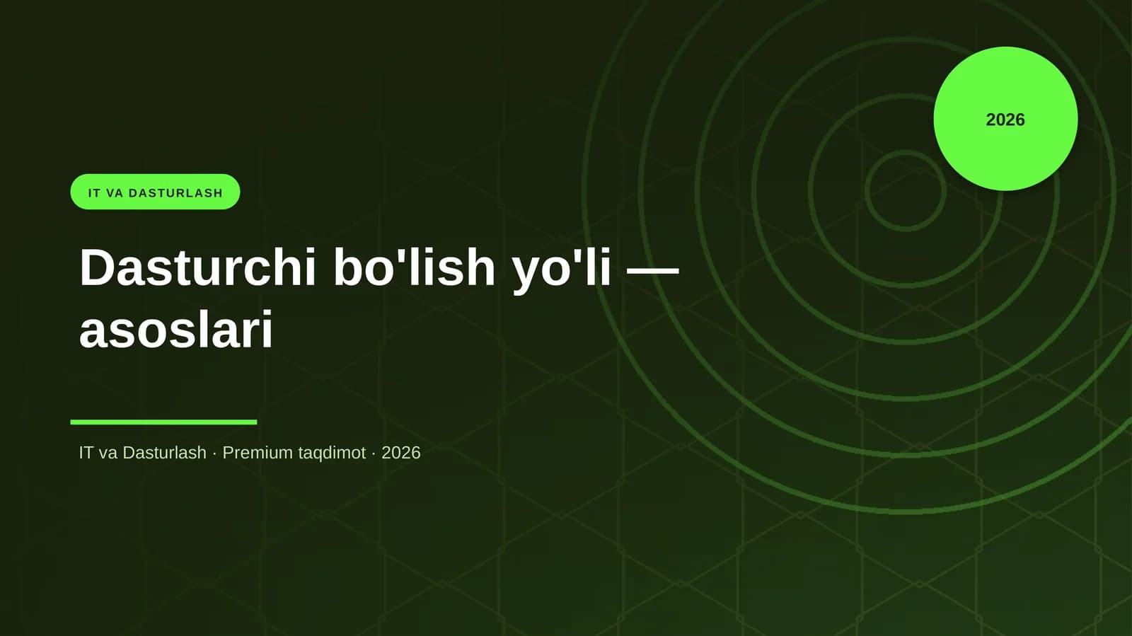 Dasturchi bo'lish yo'li — asoslari