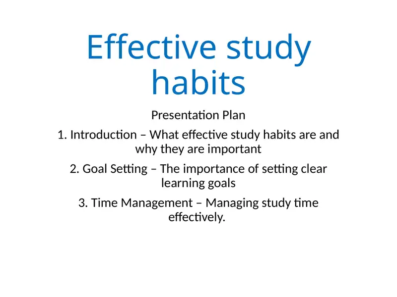 Effective Study Habits