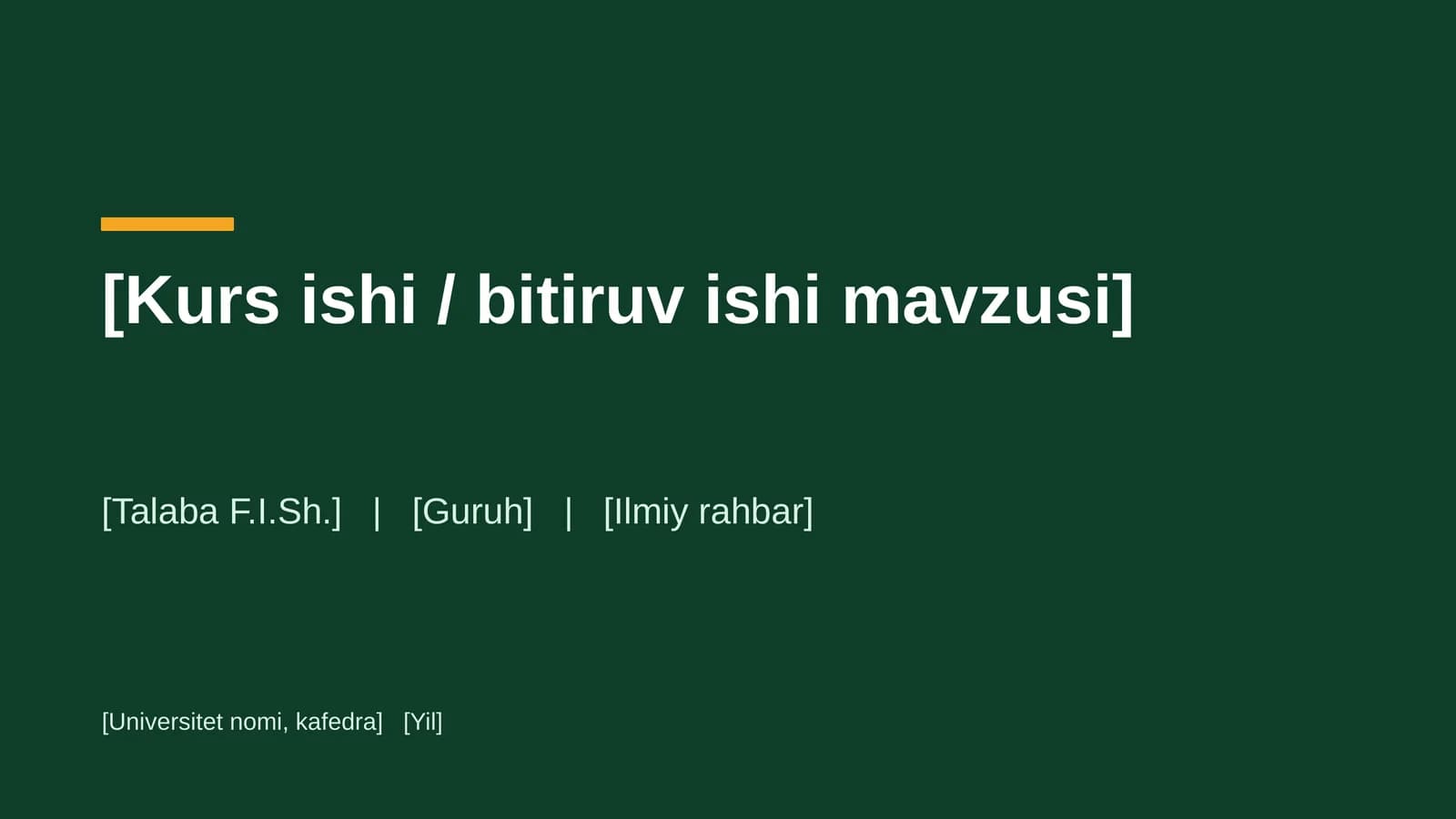 Kurs ishi / bitiruv ishi mavzusi