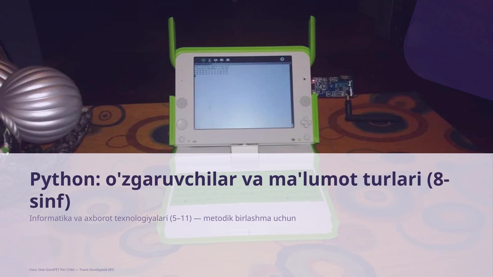 Python: o'zgaruvchilar va ma'lumot turlari (8-sinf)