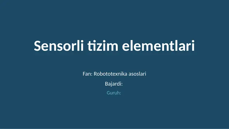 Sensorli tizimlar