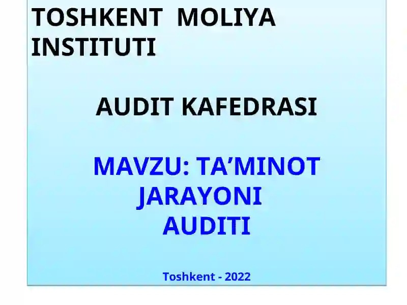 Ta’minot jarayoni auditini tashkil qilish