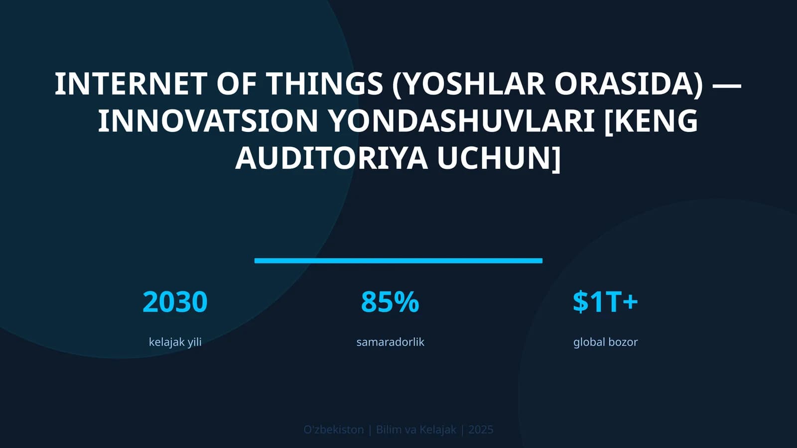 INTERNET OF THINGS (YOSHLAR ORASIDA) — INNOVATSION YONDASHUVLARI [KENG AUDITORIYA UCHUN]