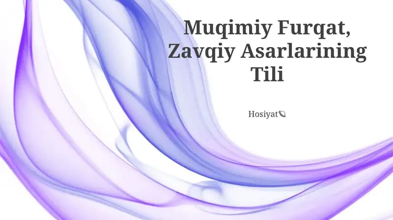 Zavqiy asarlarining tili