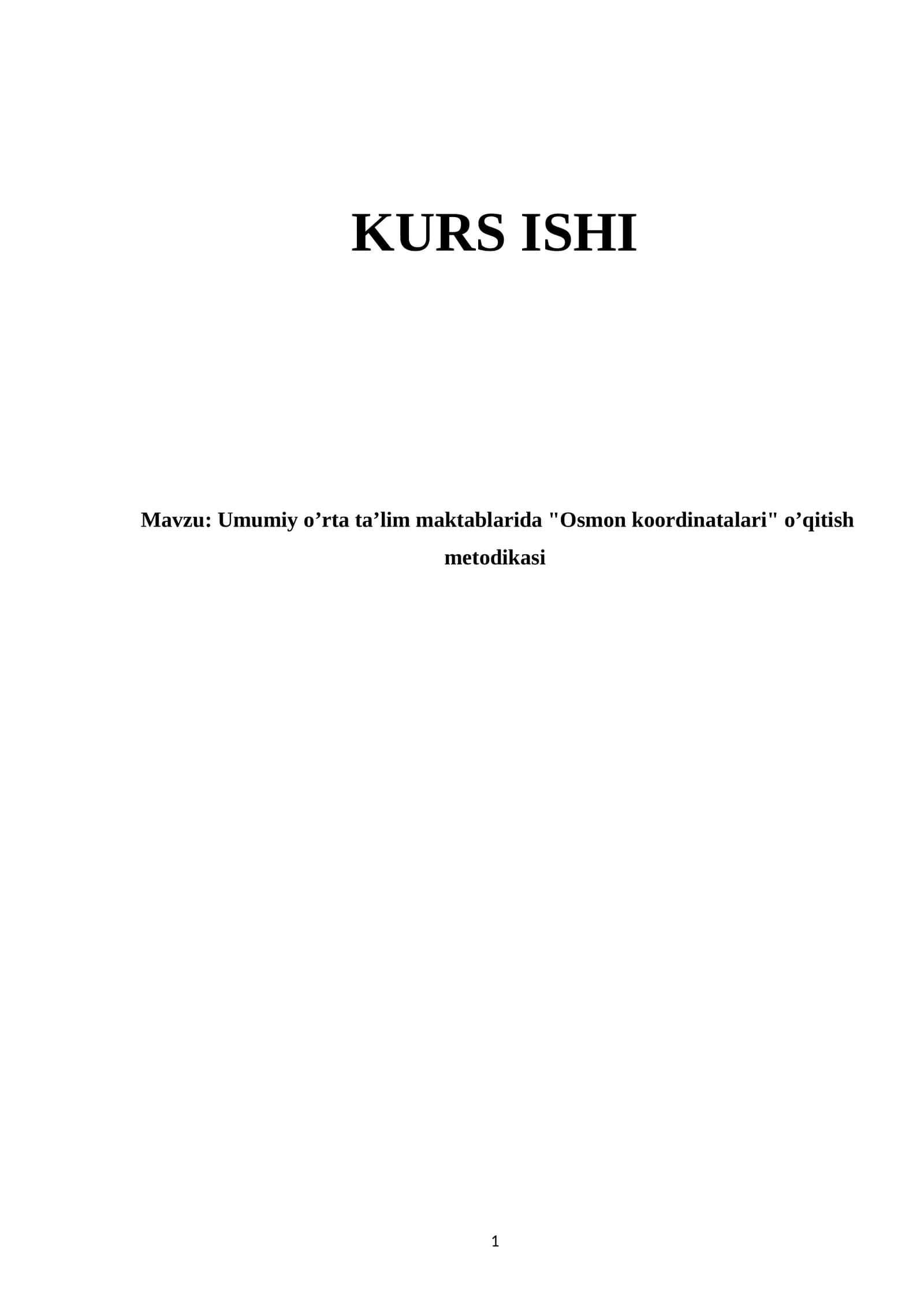 Osmon koordinatalari oʼqitish metodikasi