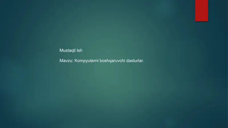 Kompyuterni boshqaruvchi dasturlar