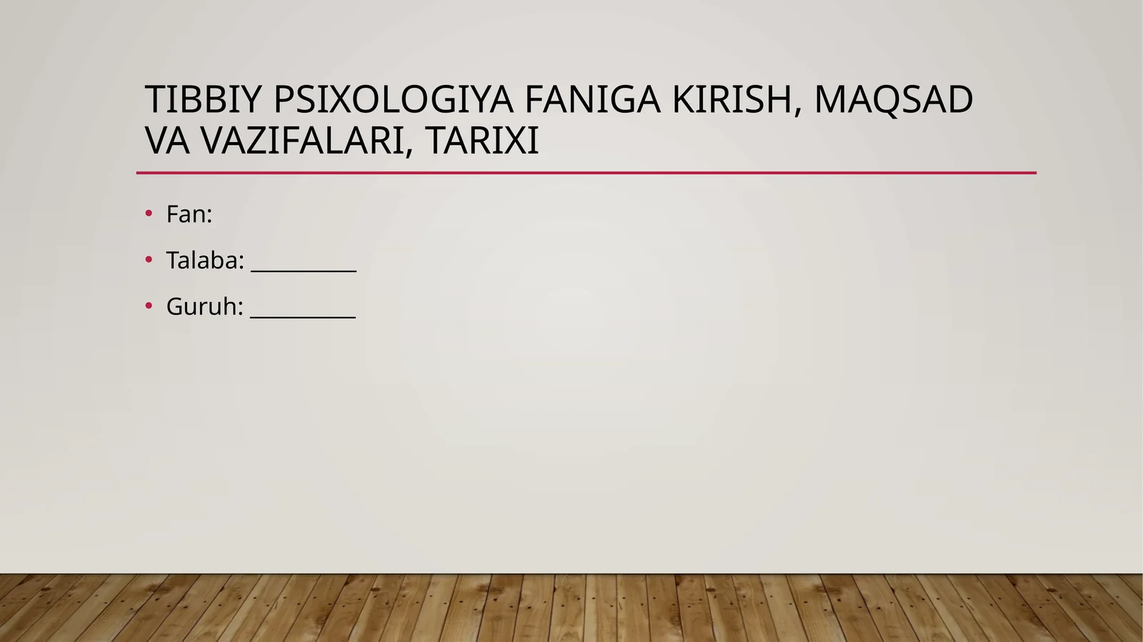 Tibbiy psixologiya faniga kirish