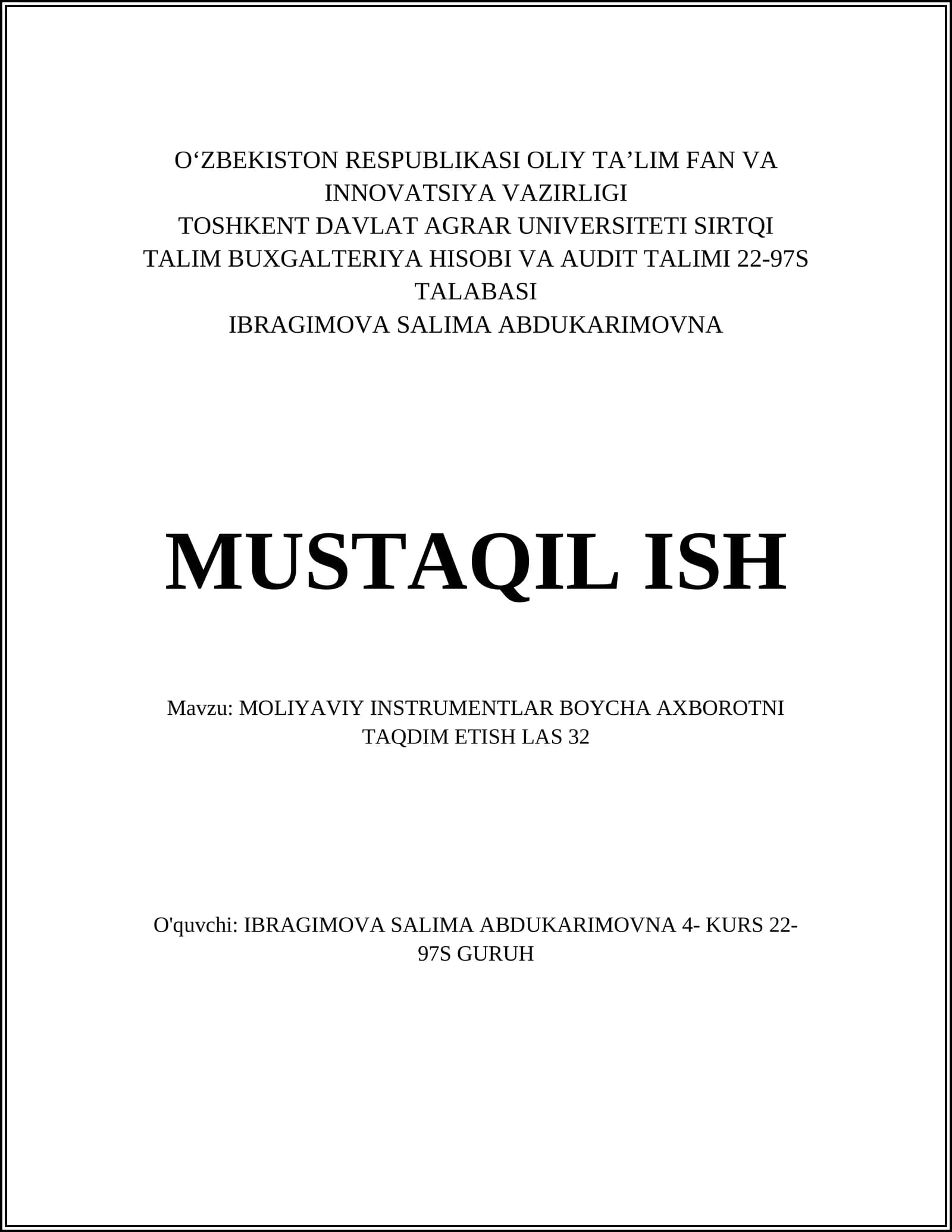 Moliyaviy Instrumentlar