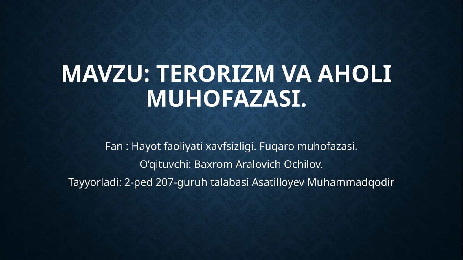 terorizm va axoli muhofazasi