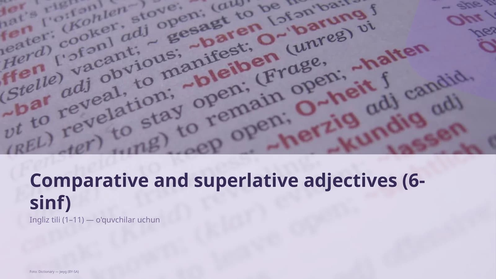 Comparative and superlative adjectives (6-sinf)