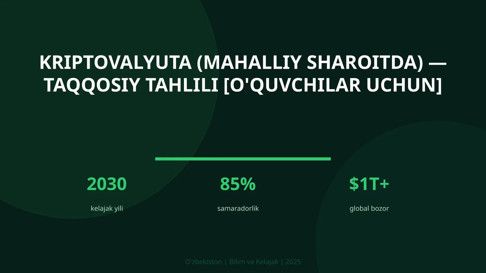 Kriptovalyuta (mahalliy sharoitda) — taqqosiy tahlili [o'quvchilar uchun]