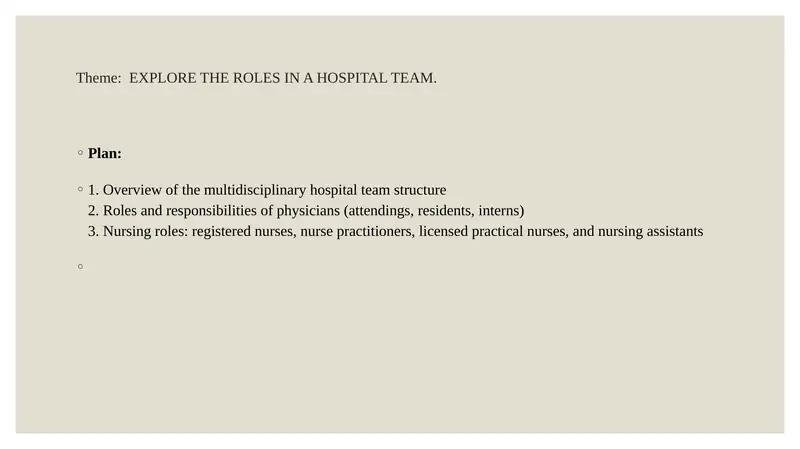 Roles in a Hospital Team