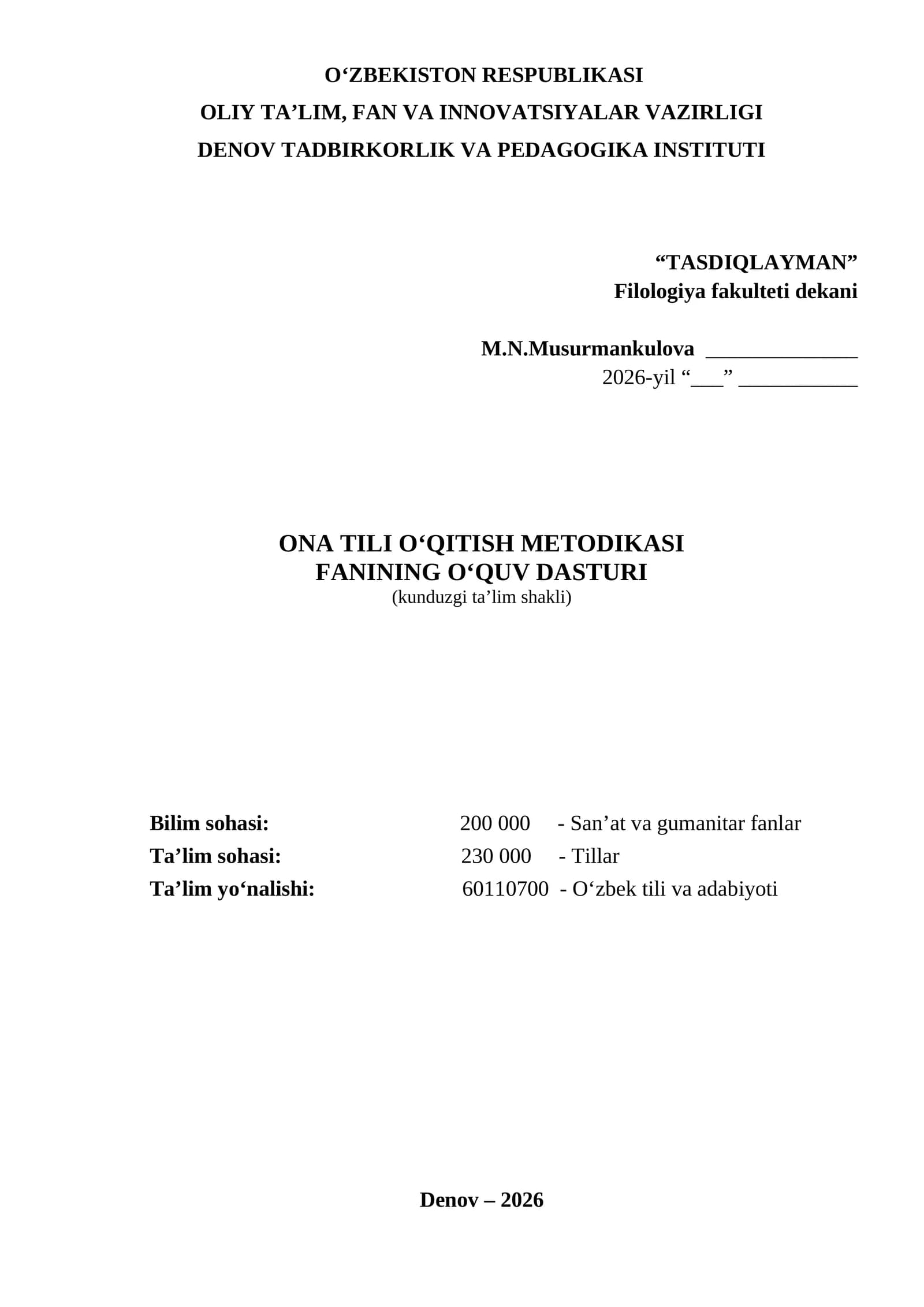 ONA TILI O‘QITISH METODIKASI