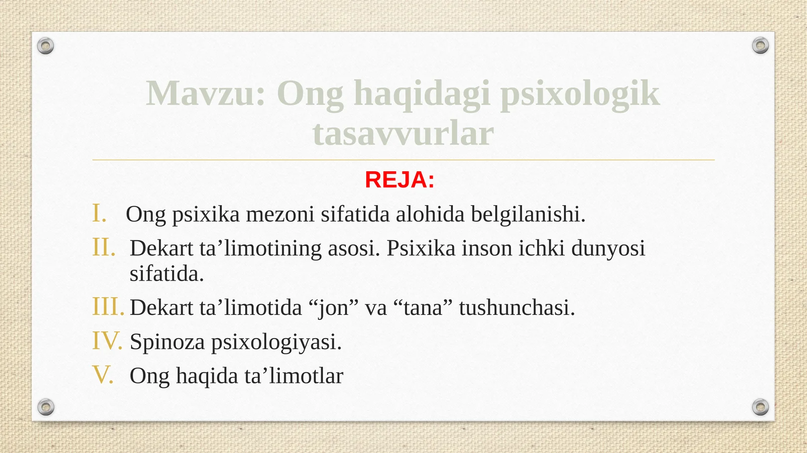 Ong haqidagi psixologik tasavvurlar