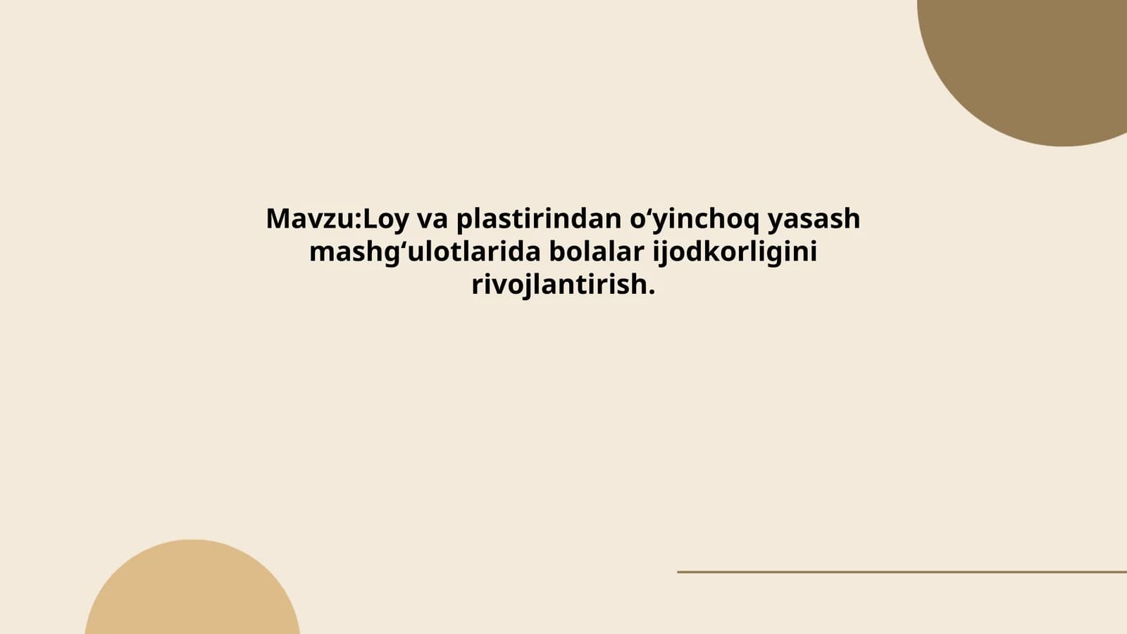 Loy va plastirindan oʻyinchoq yasash mashgʻulotlarida bolalar ijodkorligini rivojlantirish