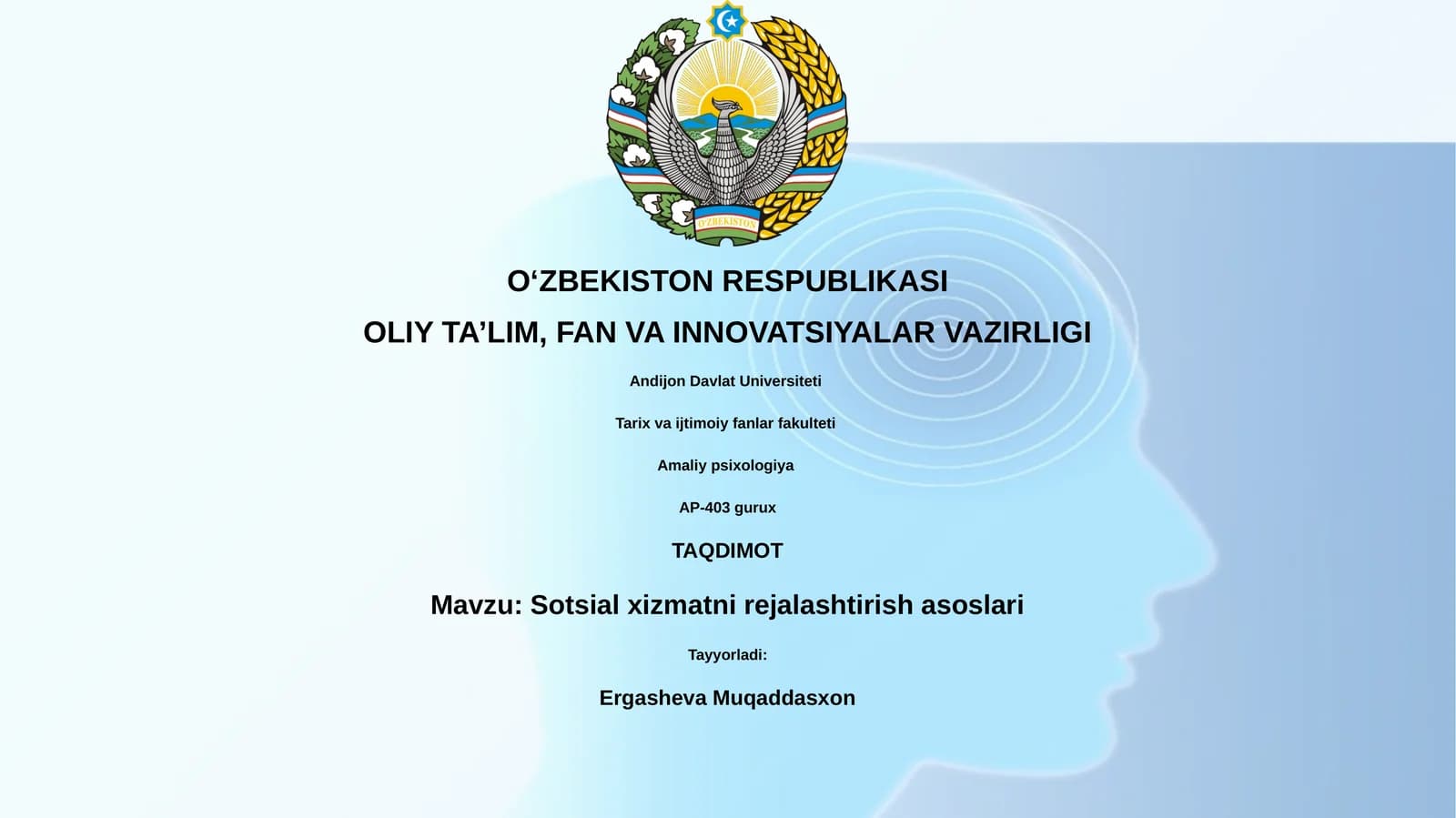 Sotsial xizmatni rejalashtirish asoslari