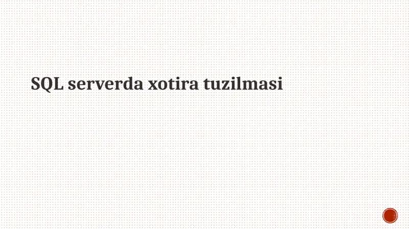 SQL serverga xotira
