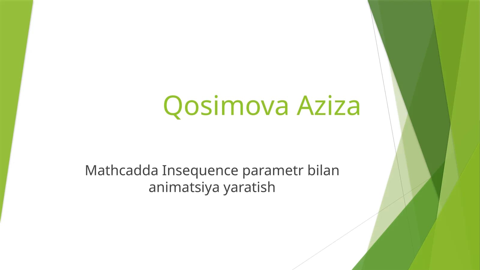Mathcadda Insequence parametr bilan animatsiya yaratish