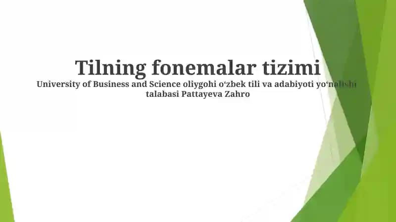 Tilning fonemalar tizimi
