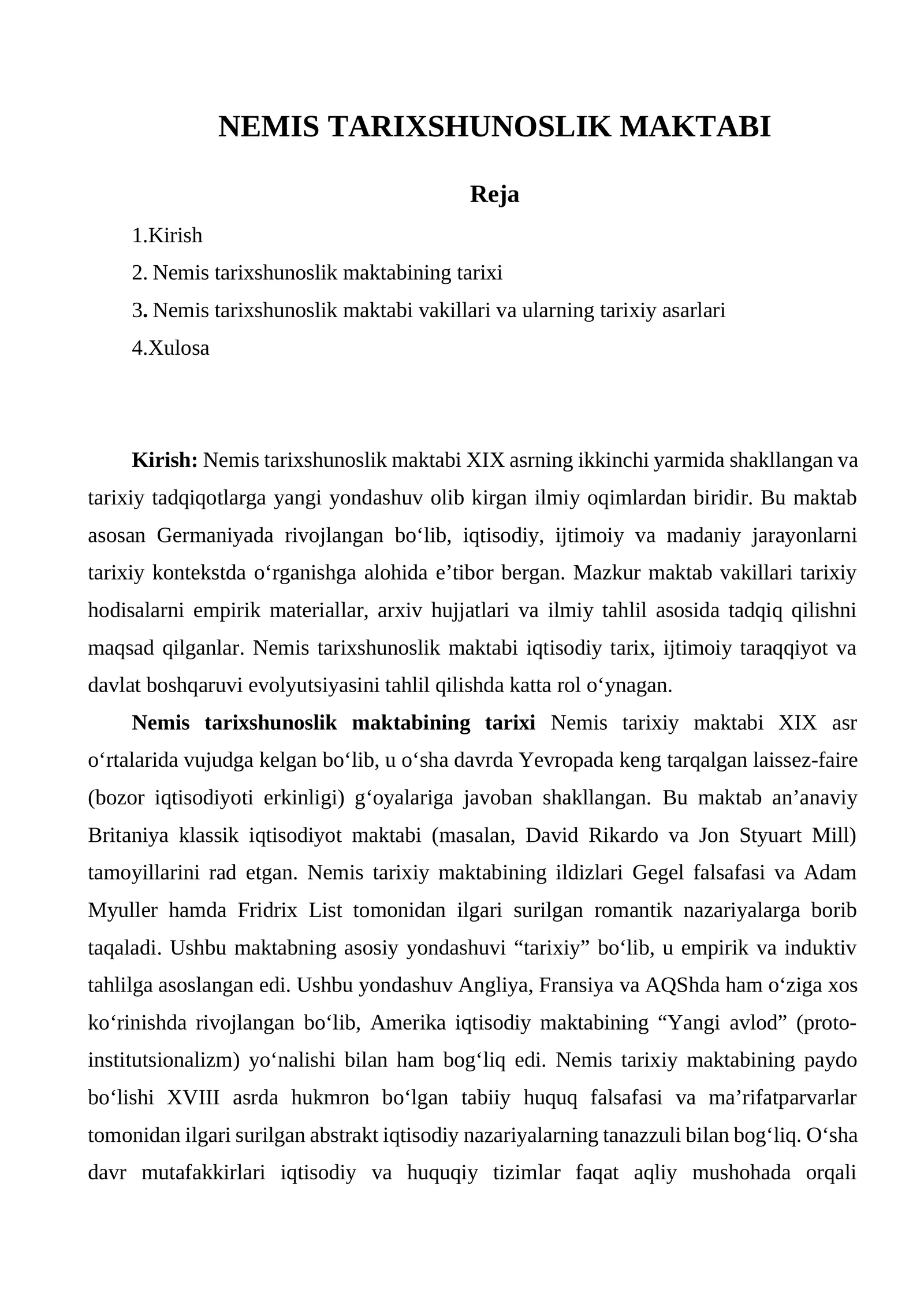 NEMIS TARIXSHUNOSLIK MAKTABI
