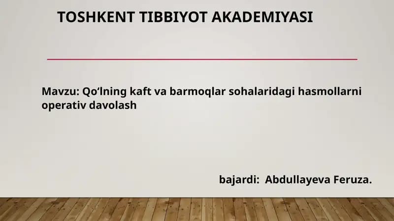 Qo'lbarmoqlarning yiringlik asalliklari