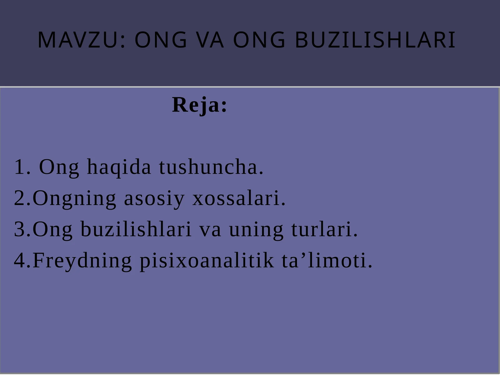 Ong va Ongbuzilishlari