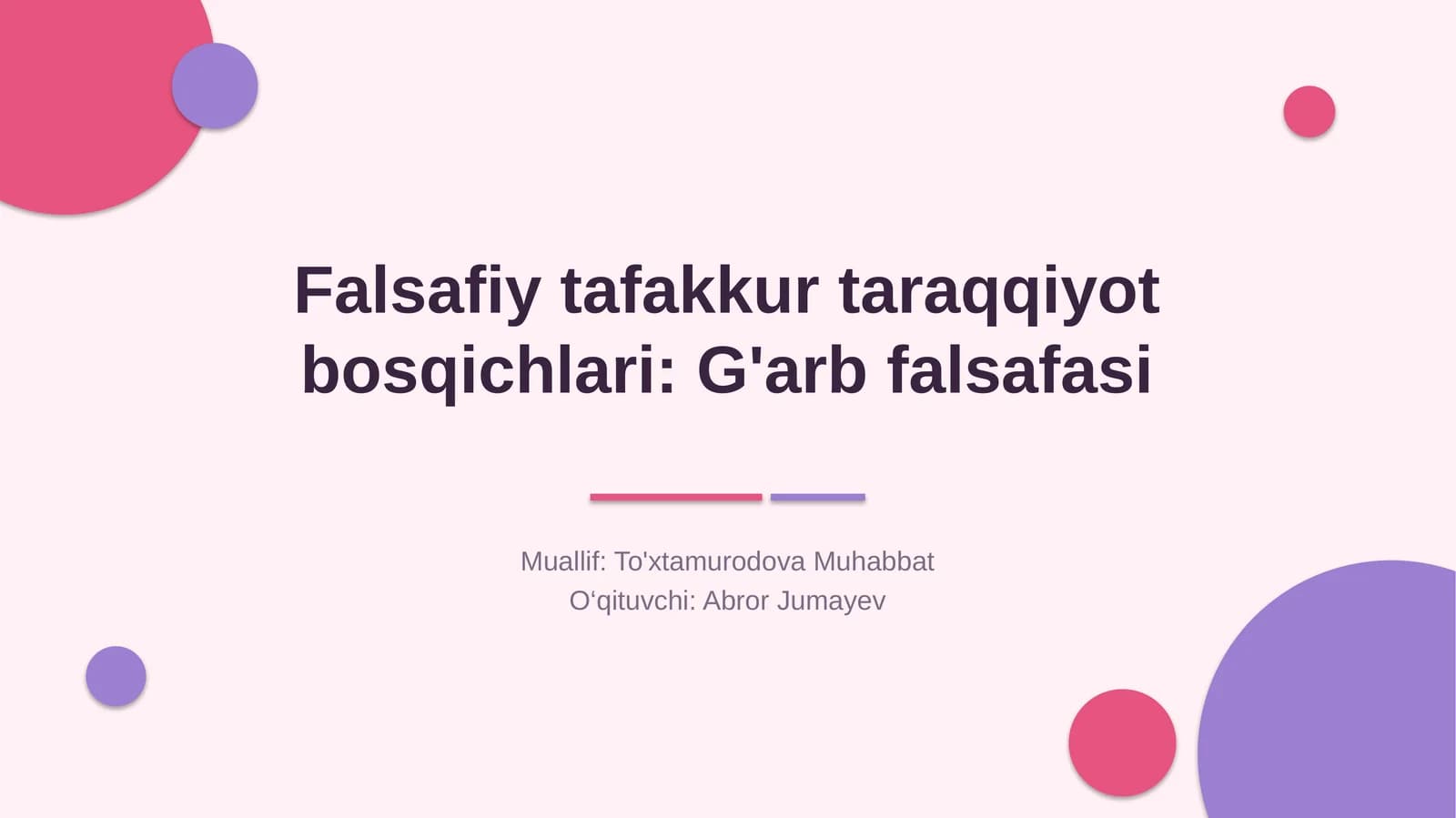Falsafiy tafakkur taraqqiyot bosqichlari: G'arb falsafasi