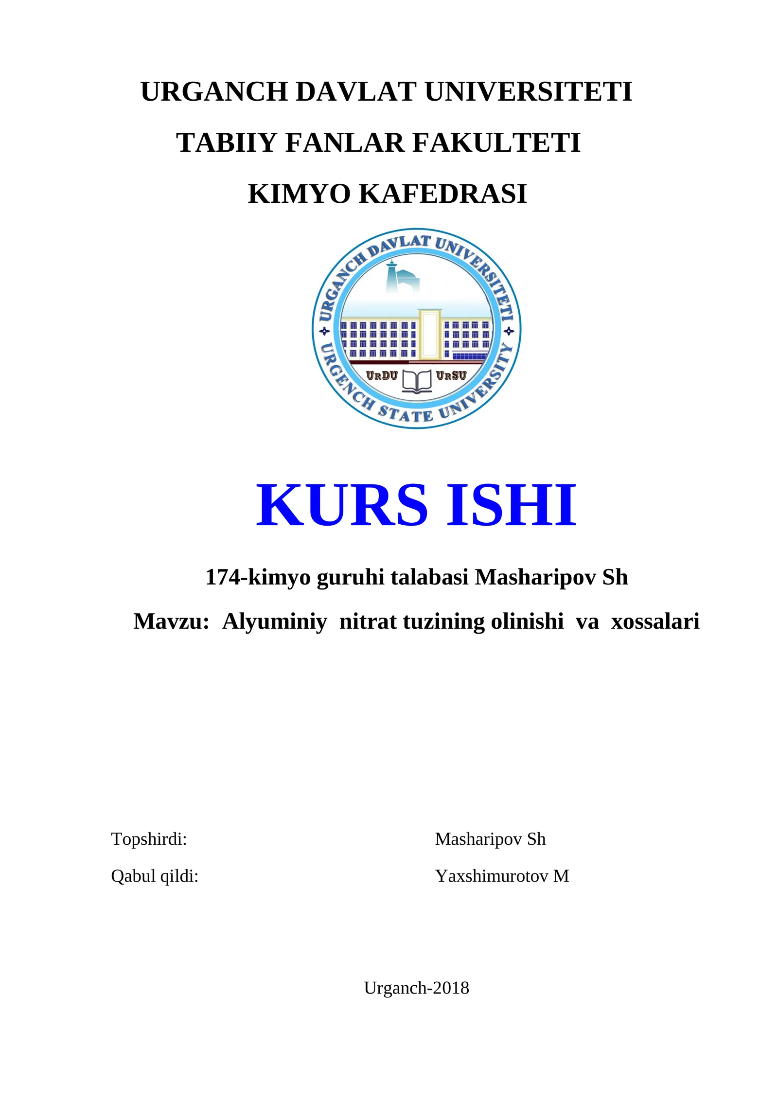 Alyuminiy nitrat tuzining olinishi va xossalari