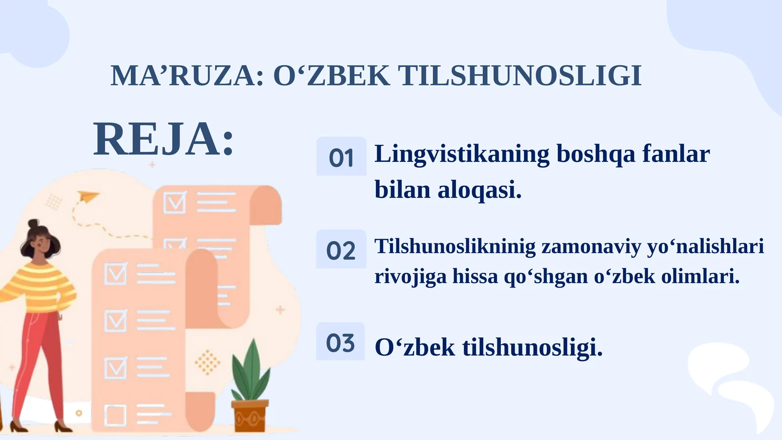 O‘ZBEK TILSHUNOSLIGI
