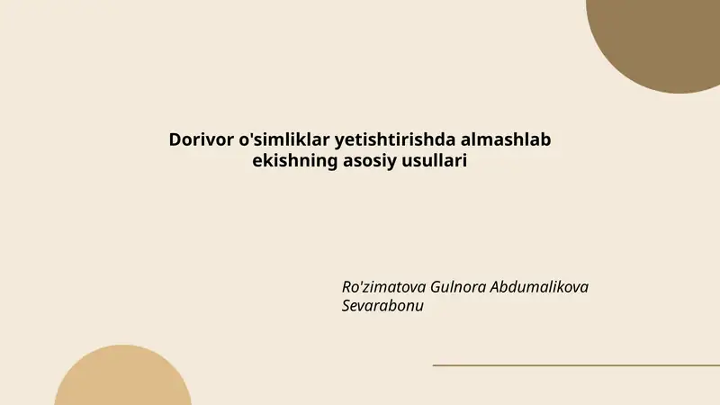 Almashlab ekishning asosiy usullari