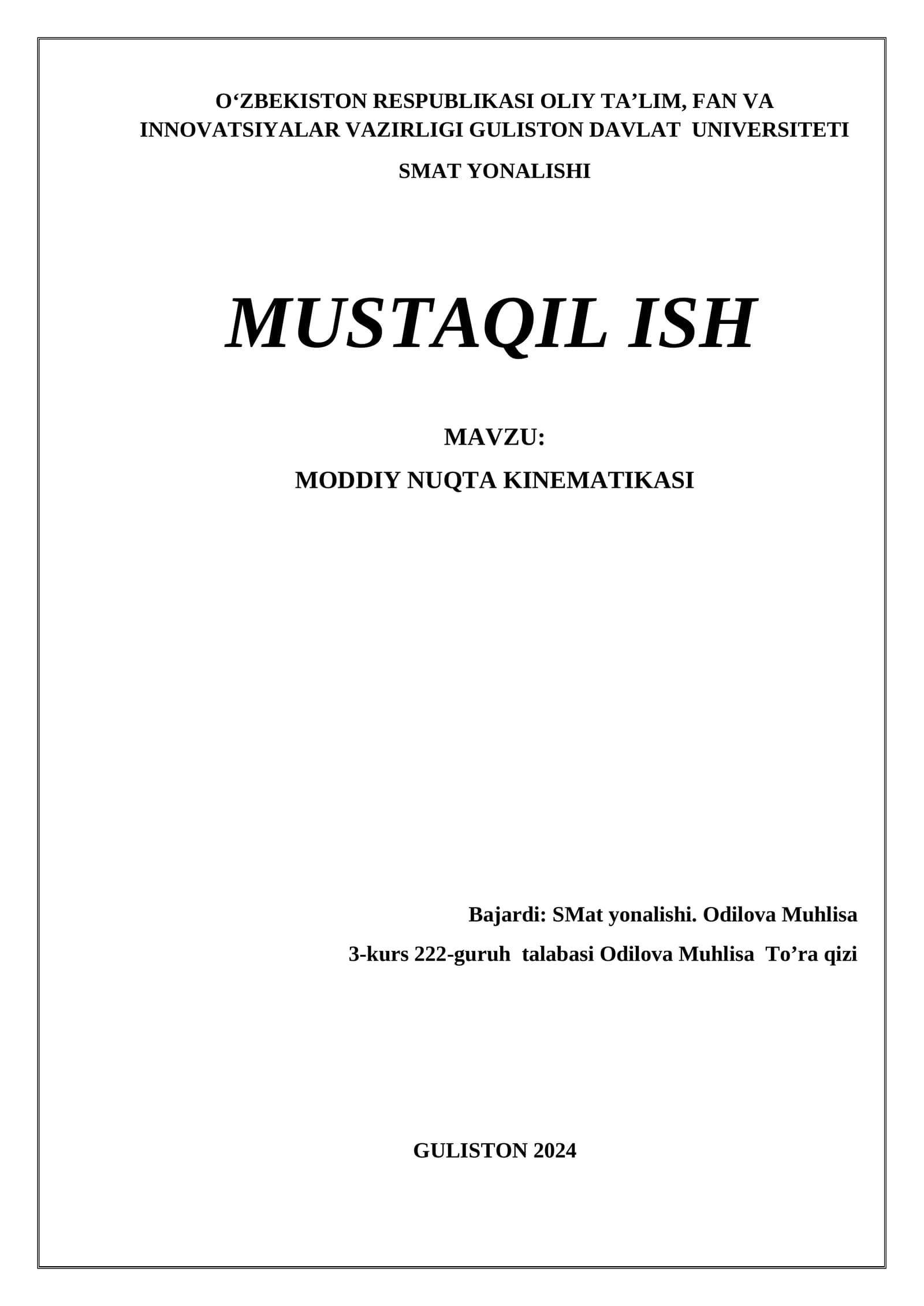 MODDIY NUQTA KINEMATIKASI