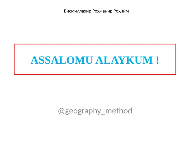 BUXORO VILOYATI Geography Method