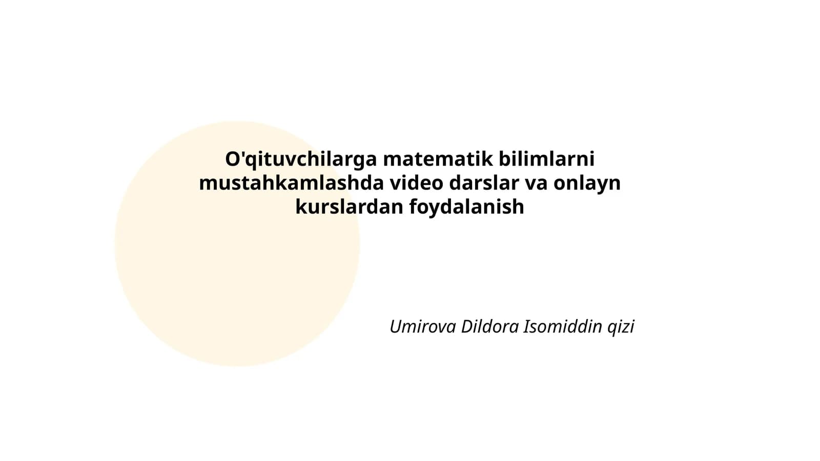 O'qituvchilarga matematik bilimlarni mustahkamlash