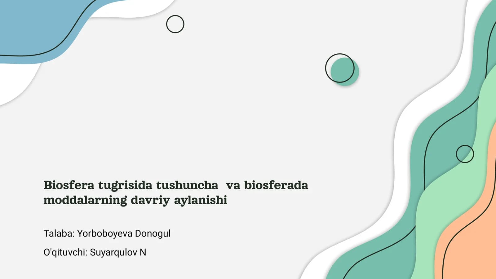 Biosferada moddalarning davriy aylanishi