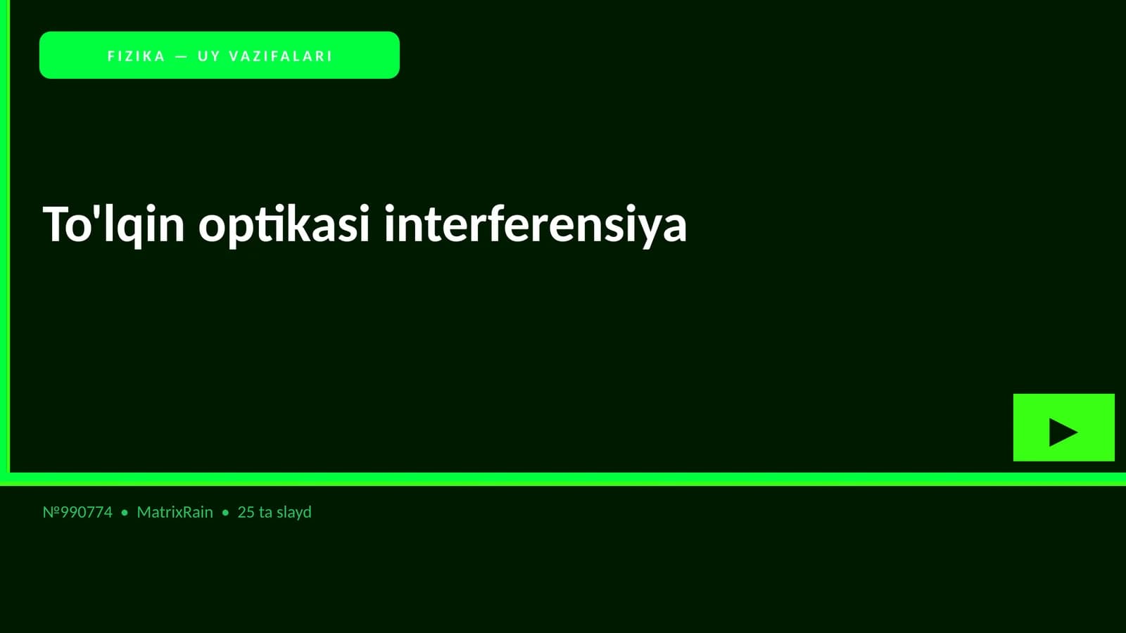 FIZIKA — UY VAZIFALARI